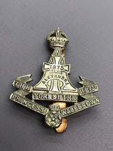 Load image into Gallery viewer, Original British Army WW2 Princess of Wales&#39;s Own Yorkshire Regiment Cap Badge
