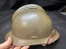 Load image into Gallery viewer, Original WW2 French Army M1926 Adrian Helmet Complete with Liner &amp; Chinstrap
