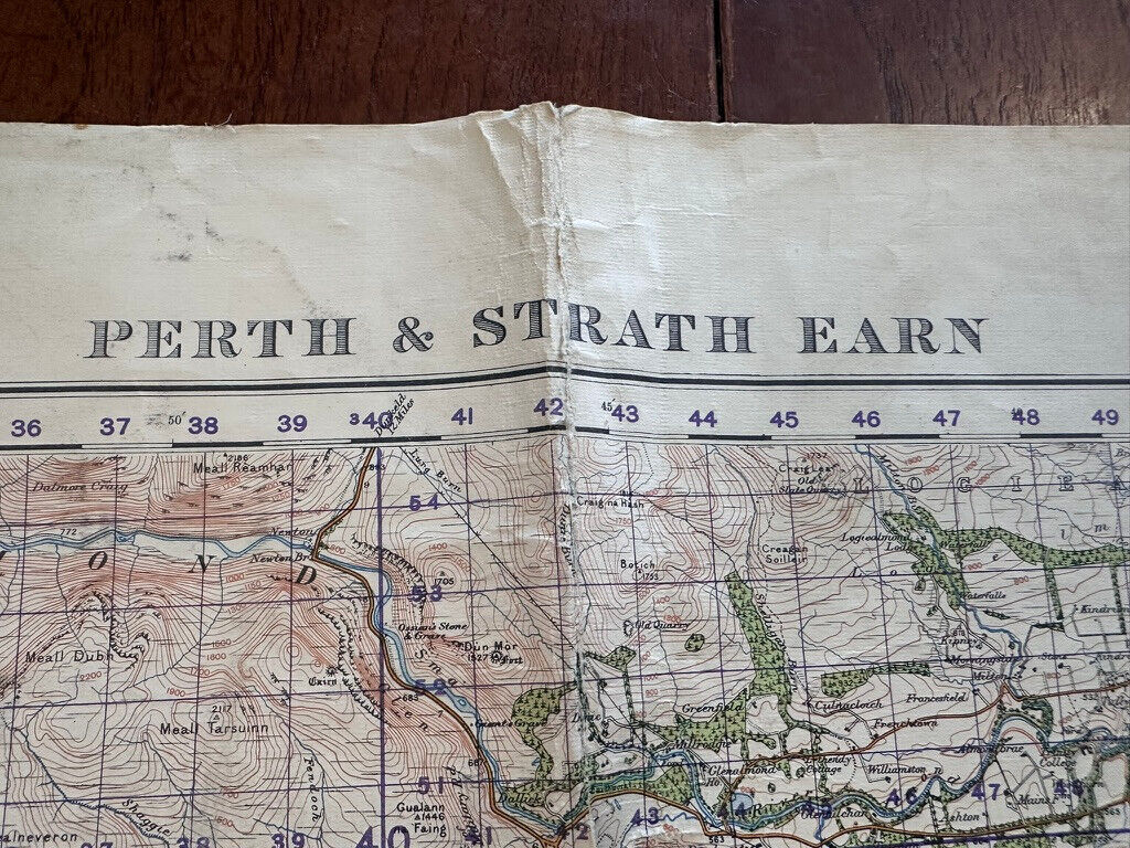 Original WW2 British Army OS Map of Scotland - Perth & Strath Earn - The Militaria Shop