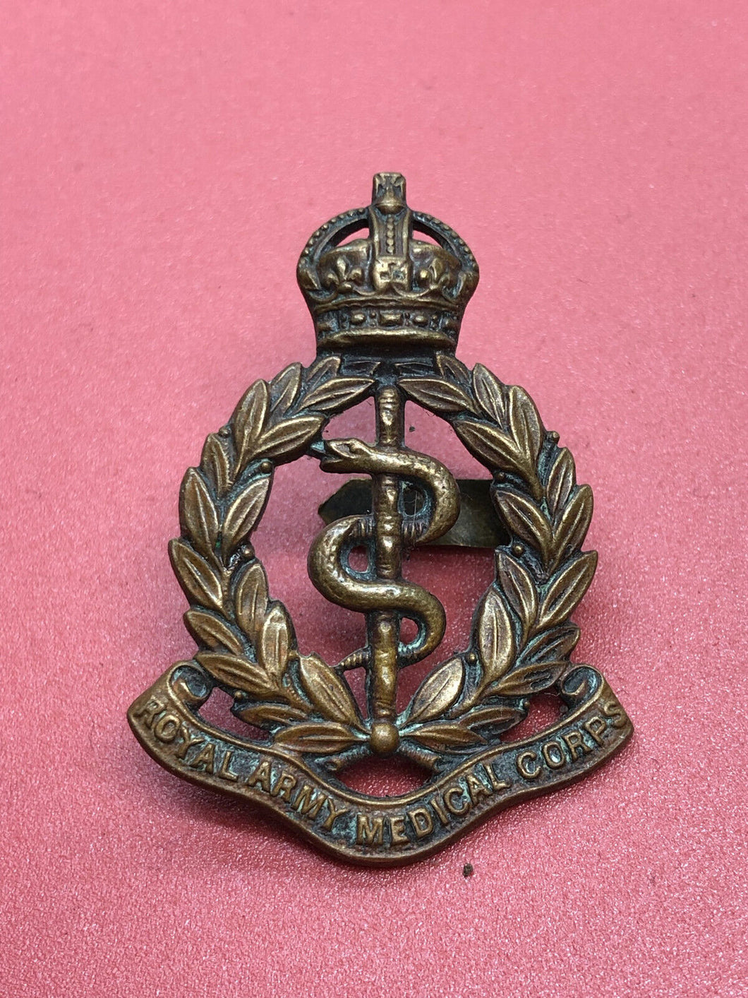 Original WW2 British Army Cap Badge - RAMC Medical Corps Bronze Officers Badge