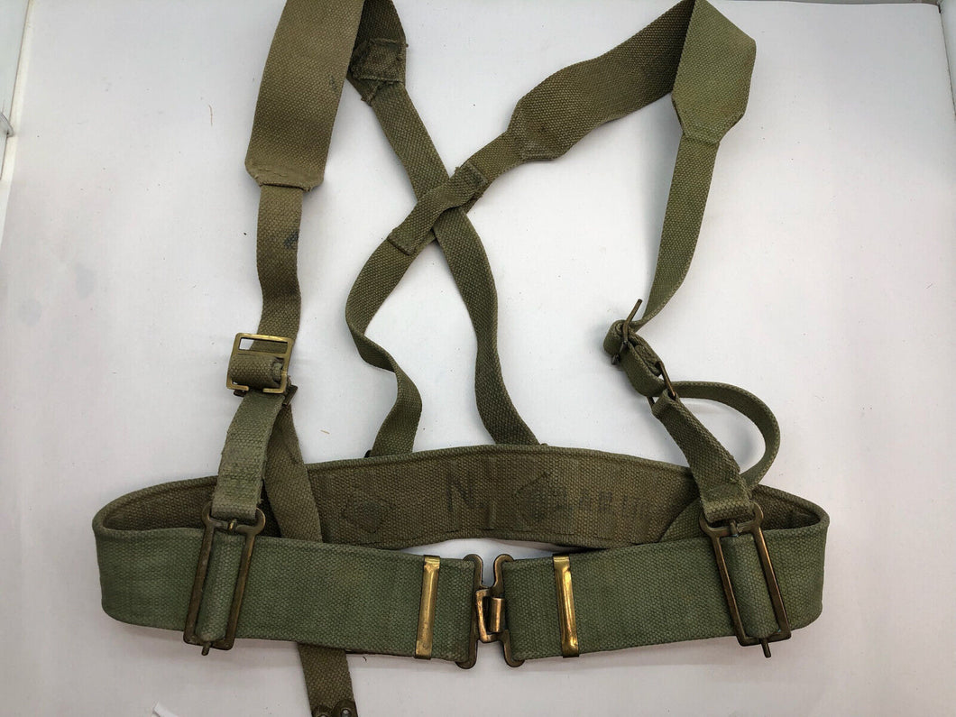 Original WW2 British Army 37 Pattern Belt & Shoulder Straps Set - 38