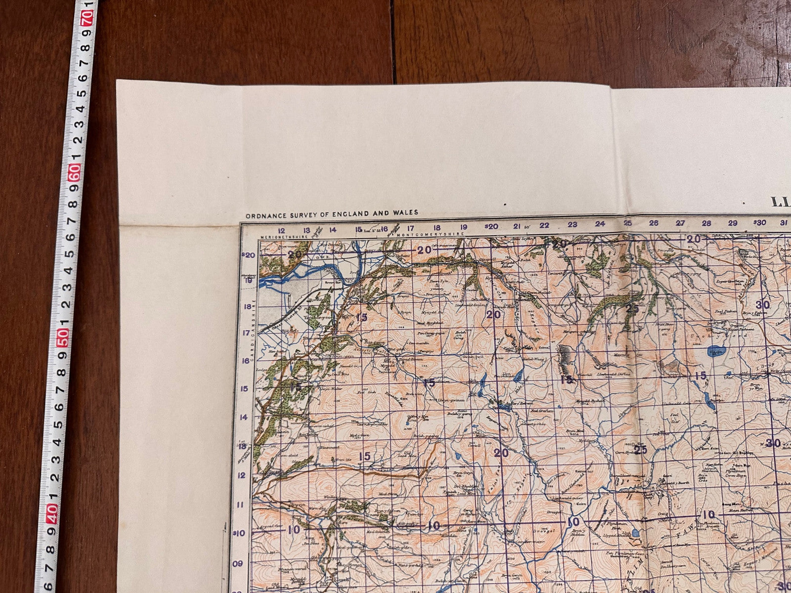 Original WW2 British Army GSGS OS Map of Wales - Llanidloes - The Militaria Shop