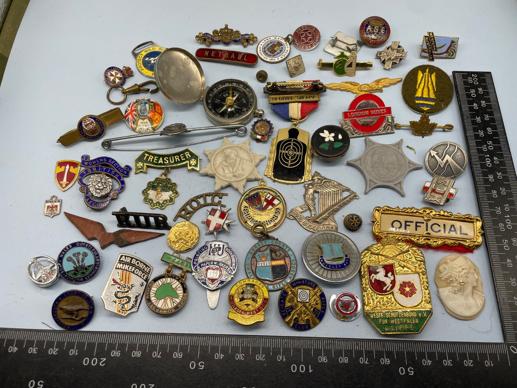 Large Group of Vintage Army Badges, Medals, Medallions, Compass, Pin Badges etc - The Militaria Shop