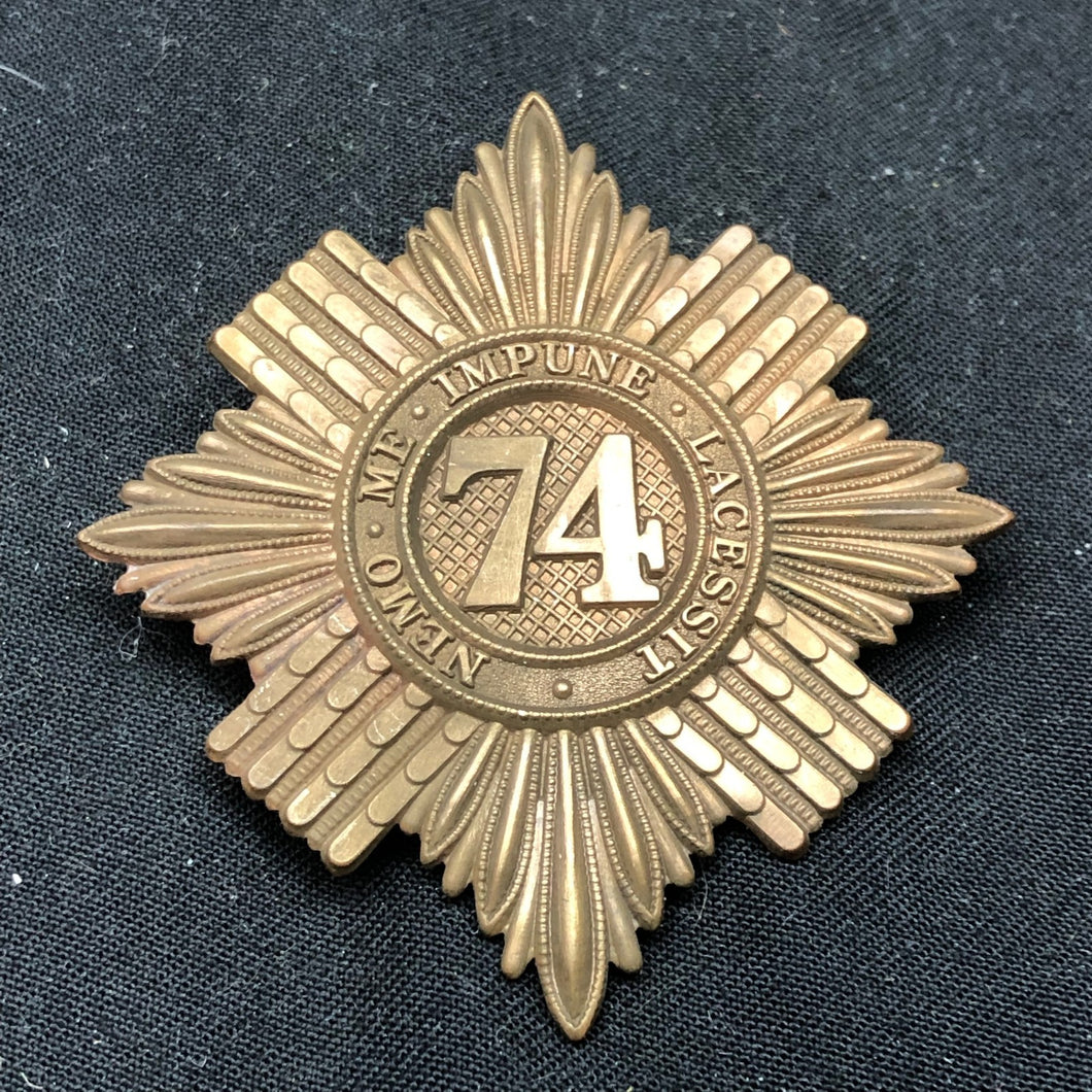 British Army Brass Cap Badge - 74th Highland Light Infantry - The Militaria Shop