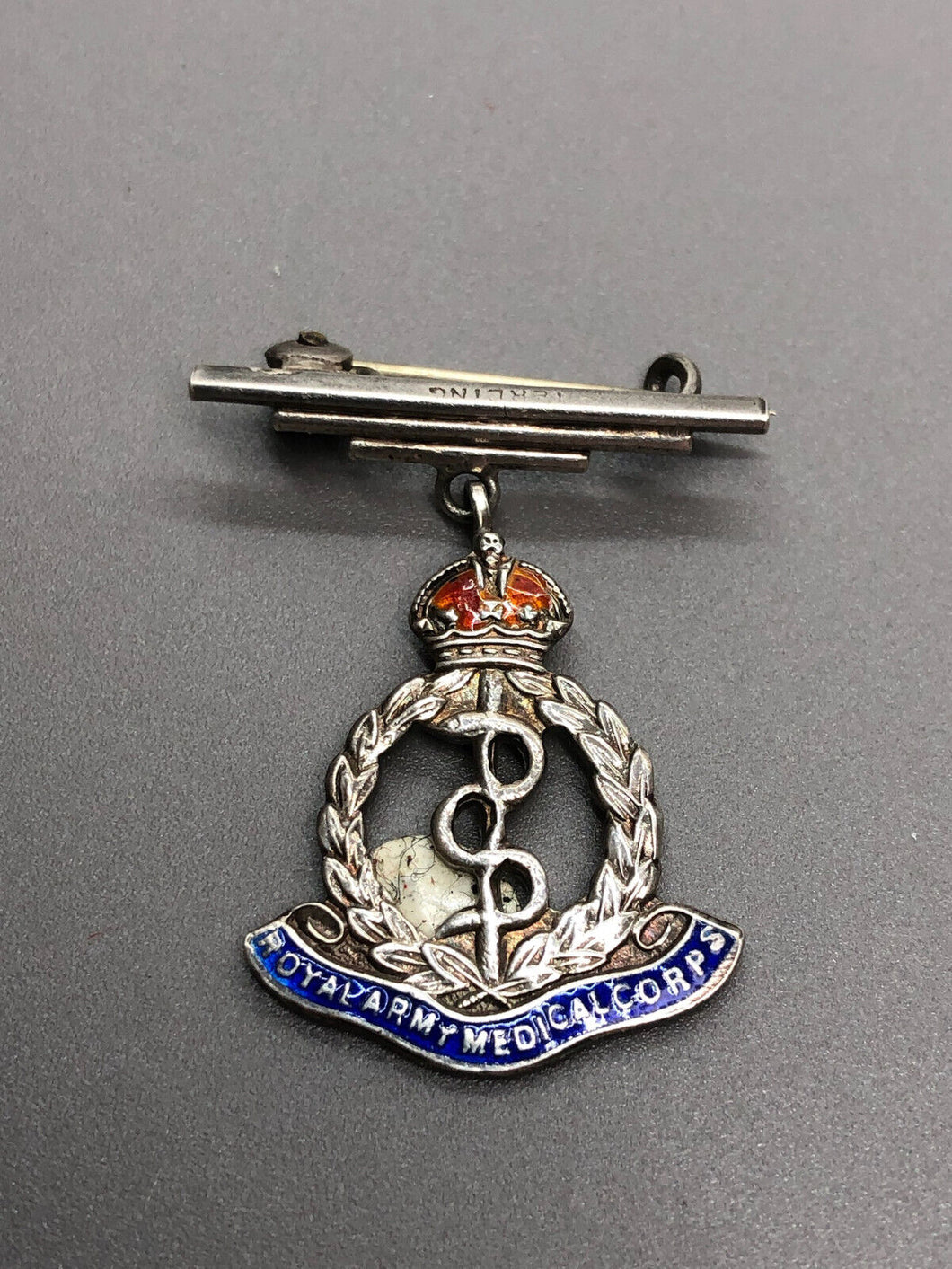 Original WW2 British Army Royal Army Medical Corps Tie/Sweetheart Brooch SILVER