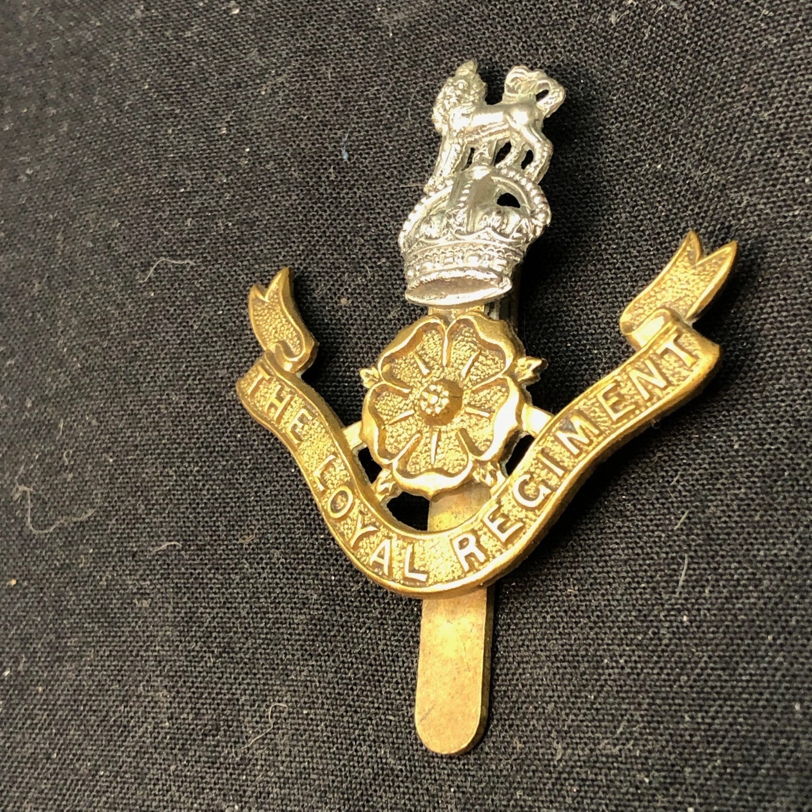 Genuine WW2 British Army Brass Cap Badge - Loyal Regiment (North Lancashire) - The Militaria Shop