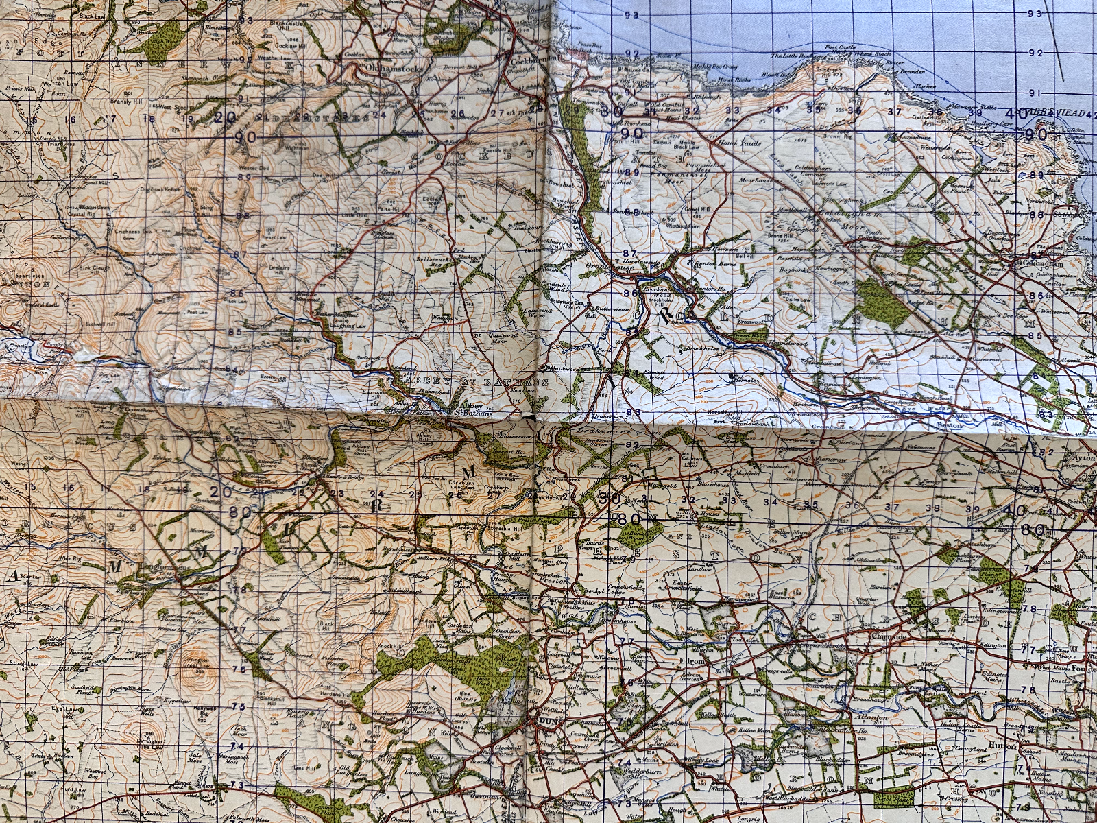 Original WW2 British Army GSGS Map of Scotland - Dunbar & Lammermuir - The Militaria Shop