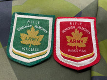 Load image into Gallery viewer, Two Canadian Army Dominion Rifle Marksmen Cloth Badges - The Militaria Shop

