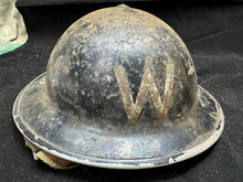 Load image into Gallery viewer, Original WW2 British Home Front Warden&#39;s Helmet-Complete Early Liner &amp; Chinstrap
