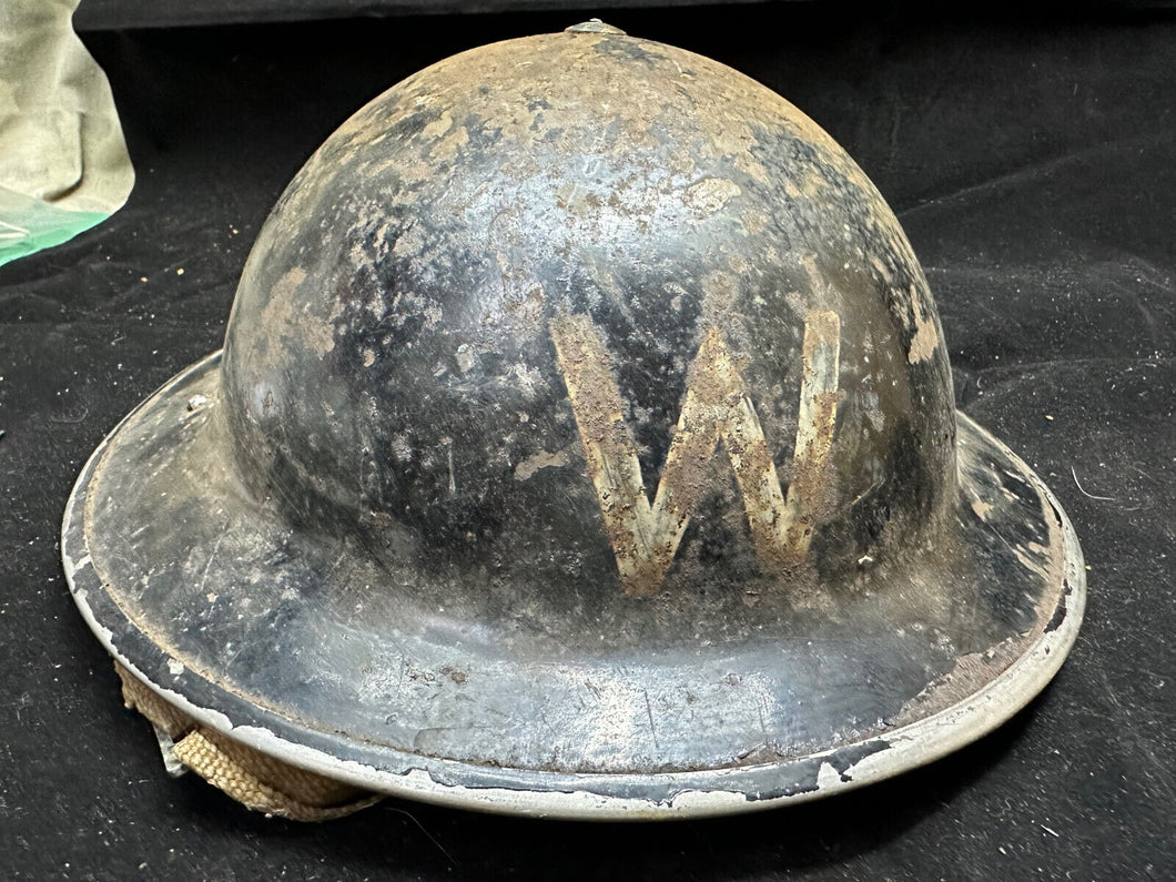 Original WW2 British Home Front Warden's Helmet-Complete Early Liner & Chinstrap