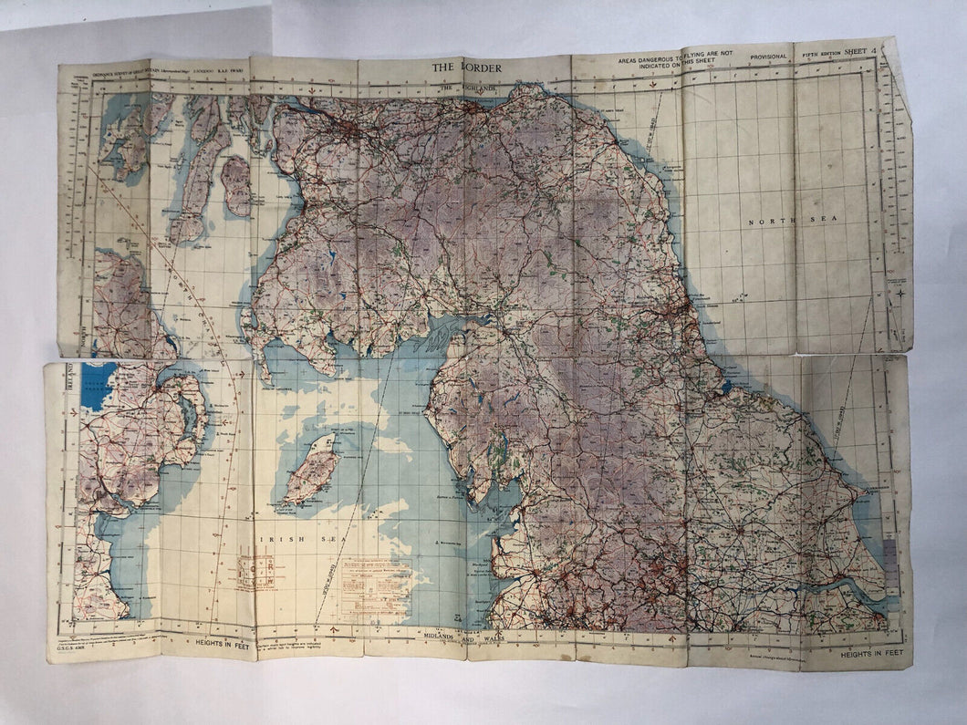 Original WW2 British Army / RAF Map - The Border - Scotland