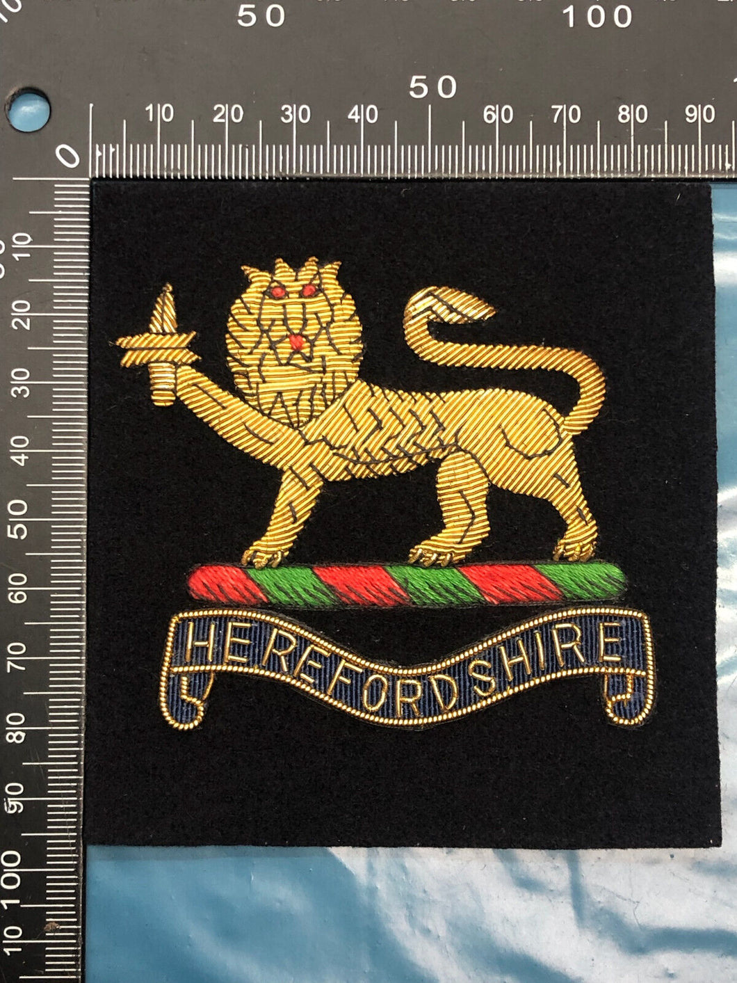 British Army Bullion Embroidered Blazer Badge - Herefordshire