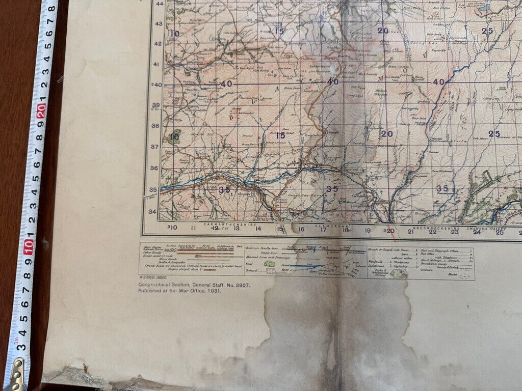 Original WW2 British Army GSGS OS Map of Great Britain - Brecon & Llandovery - The Militaria Shop