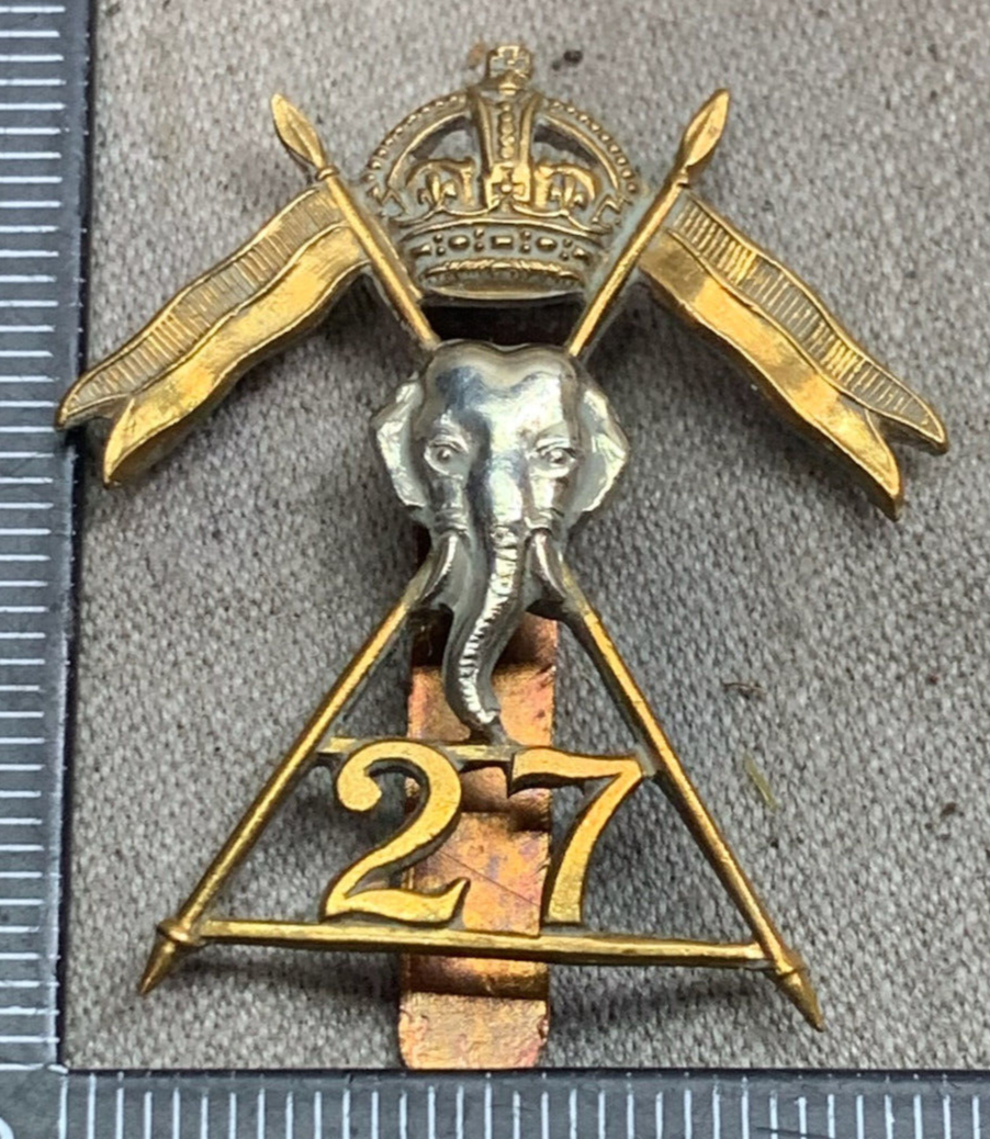 Original WW2 British Army 27th Lancers Cap Badge