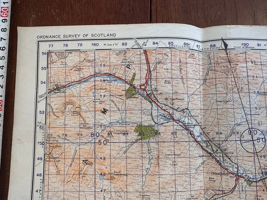 Original WW2 British Army OS Map of Scotland - Lock Katrine & Lock Earn - The Militaria Shop