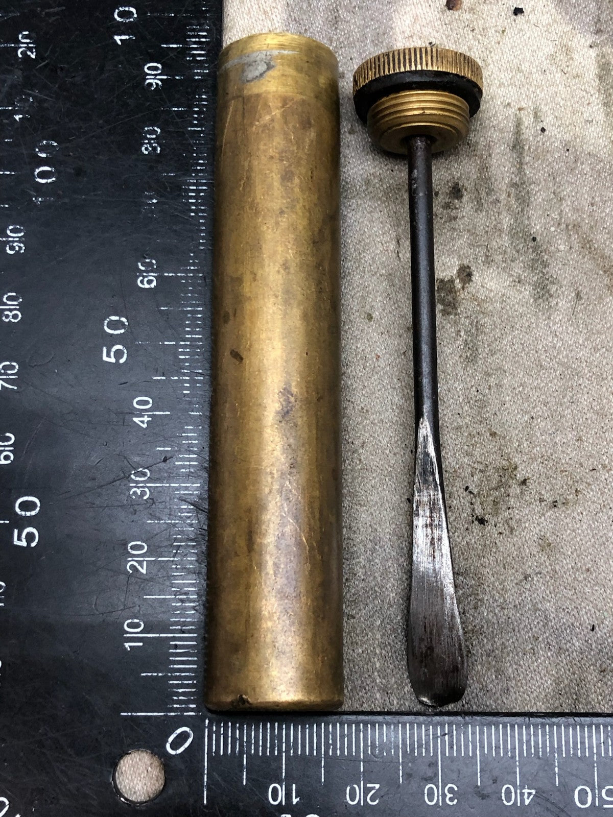 Original WW1 British Army SMLE Enfield Brass Oil Bottle - EFD Marked - The Militaria Shop