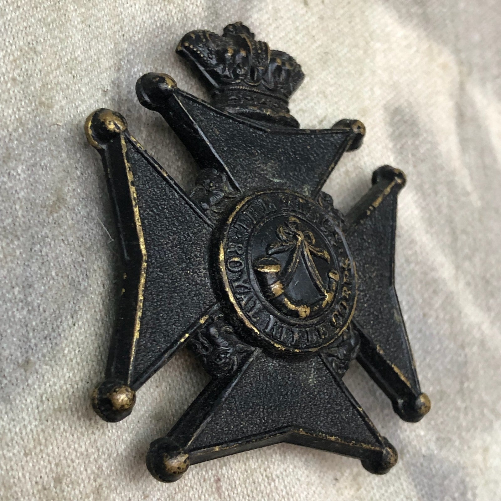 Original British Army Victorian KIng's Royal Rifle Corps KRRC Militia Cap Badge - The Militaria Shop