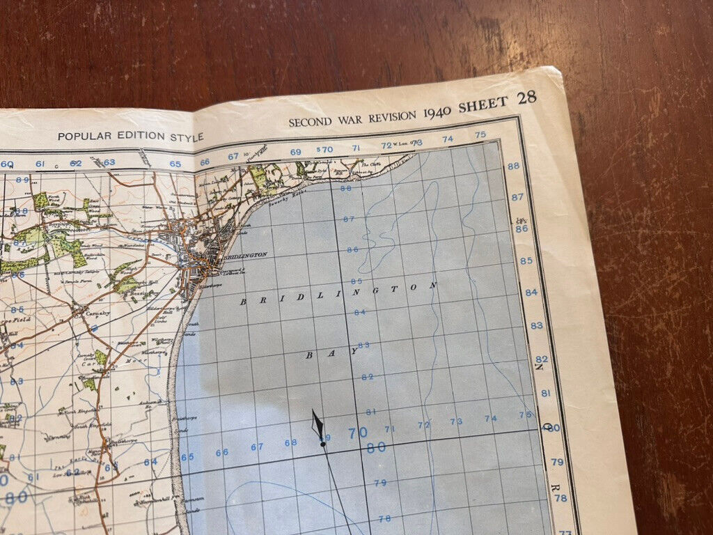 Original WW2 British Army OS Map of England & Wales -Great Driffield Bridlington - The Militaria Shop