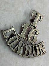 Load image into Gallery viewer, Original WW1 British Army 16th Battalion London Territorial WM Shoulder Title

