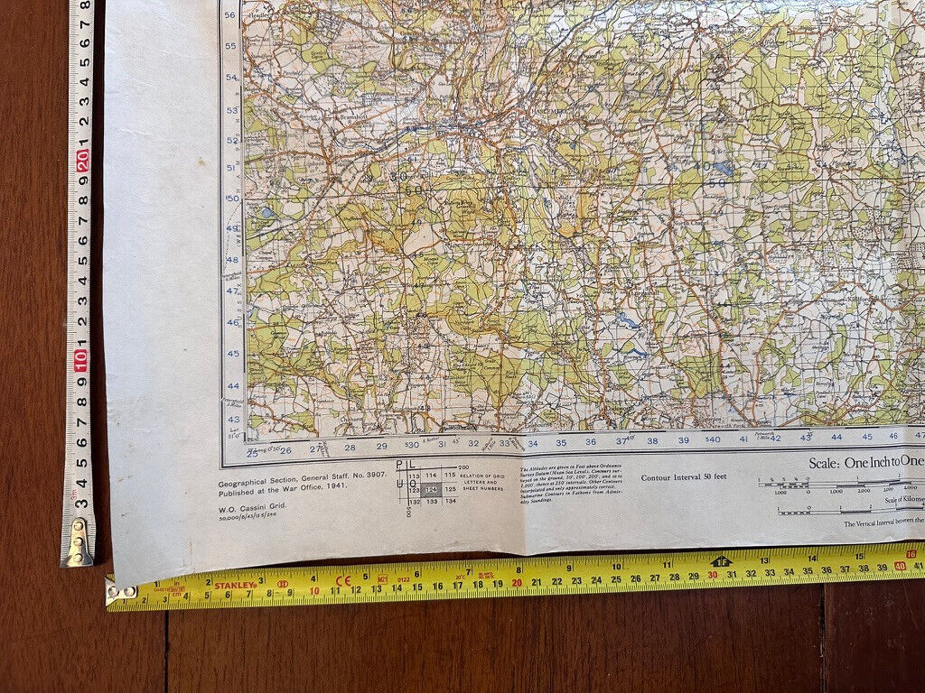 Original WW2 British Army GSGS OS Map of England & Wales - Guildford & Horsham - The Militaria Shop
