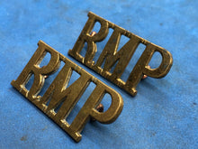 Load image into Gallery viewer, Original WW2 British Army Royal Military Police (R.M.P.) Brass Shoulder Titles
