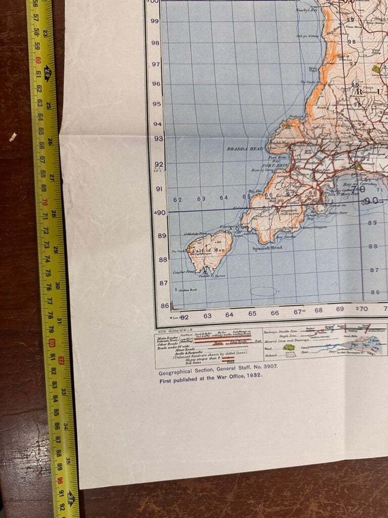 Original WW2 British Army GSGS OS Map of Great Britain - Isle of Man - The Militaria Shop