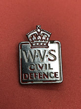Load image into Gallery viewer, Original WW2 British Home Front Women&#39;s Volunteer Service WVS Lapel Badge
