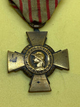 Load image into Gallery viewer, WW1 / WW2 French Croix du Combatant Medal - Original with Ribbon
