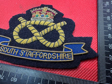 Load image into Gallery viewer, British Army Bullion Embroidered Blazer Badge - South Staffordshire- Kings Crown
