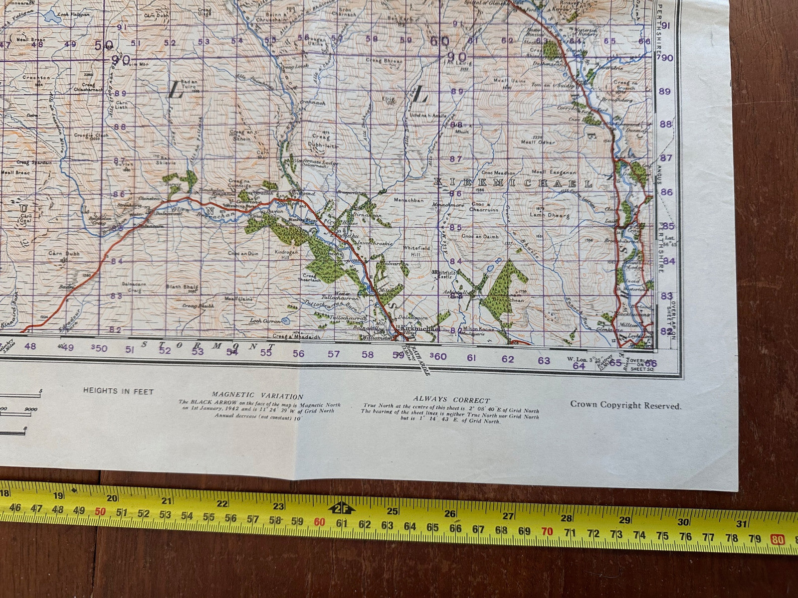Original WW2 British Army OS Map of Scotland - Grampian Mountains & Blair Atholl - The Militaria Shop