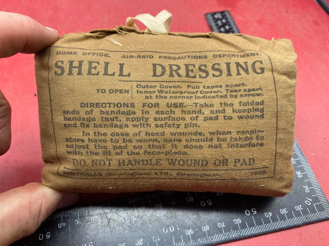 Original WW2 Dated British ARP First Aid Shell Dressing - 1939 Dated