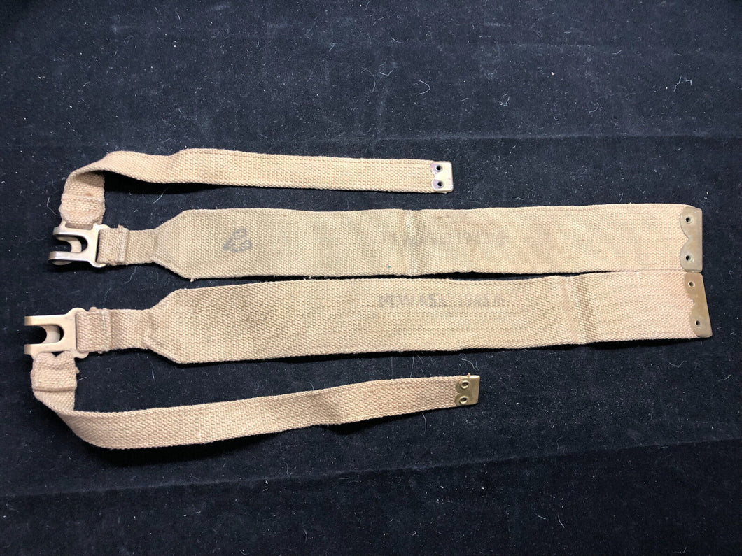 Original WW2 British Army 37 Pattern Khaki L-Straps Webbing - Wartime Dated