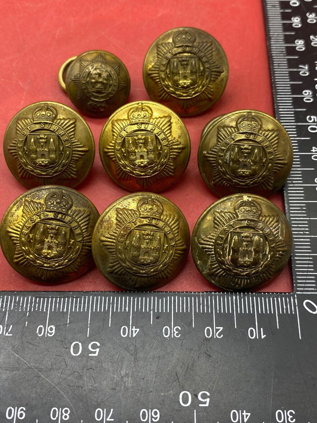 Original Group of WW1 / WW2 East Surrey Regiment Tunic Buttons