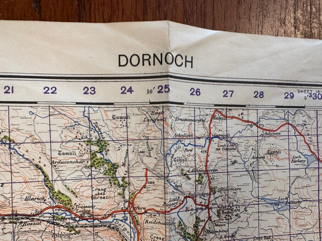 Original WW2 British Army GSGS Map of Scotland - Dornoch - The Militaria Shop