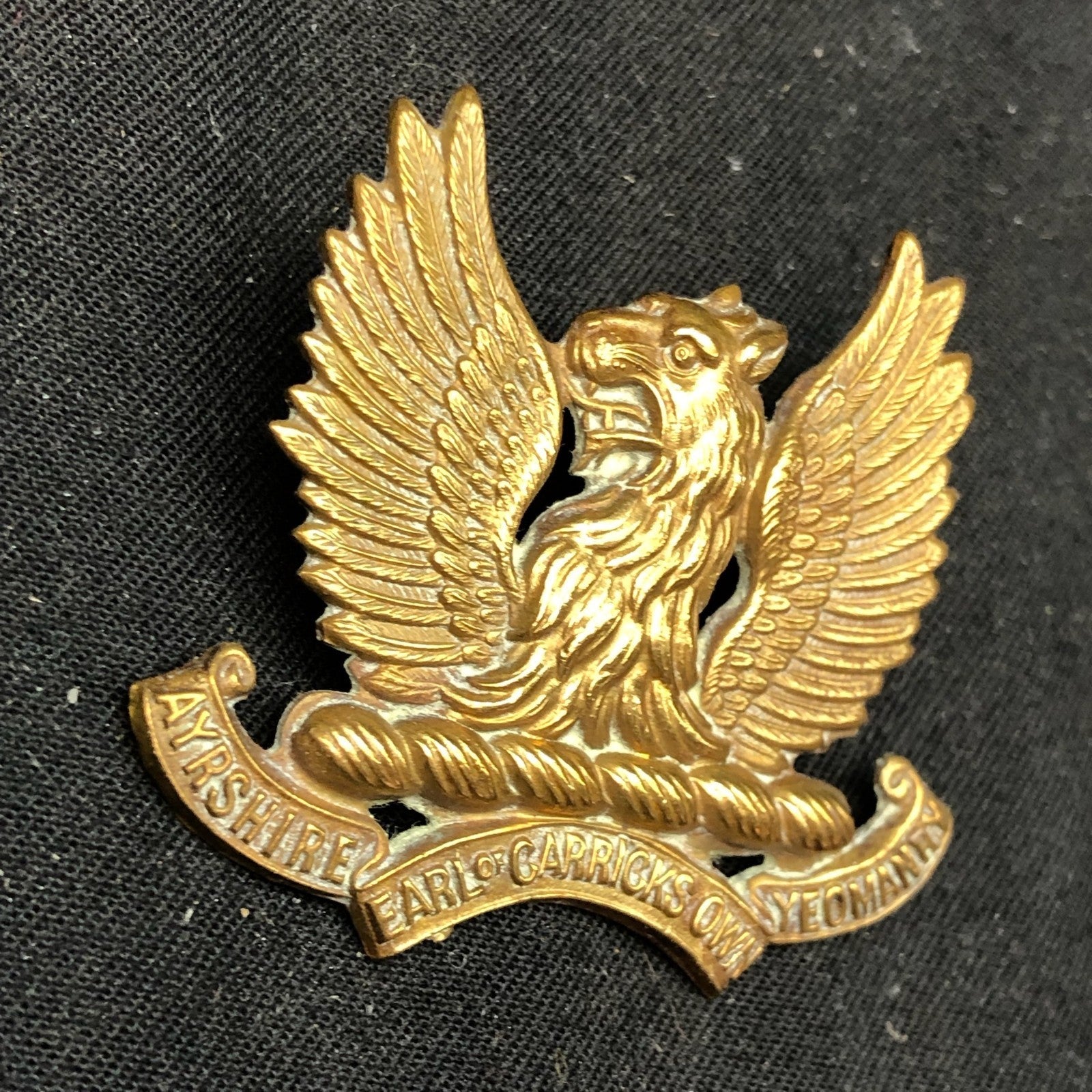 Original WW1 British Army Cap Badge - Ayrshire (Earl of Carrick's Own) Yeomanry - The Militaria Shop
