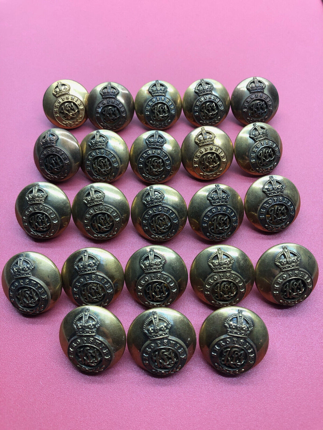 Group of Original WW1 Shropshire Regiment British Army Uniform Buttons