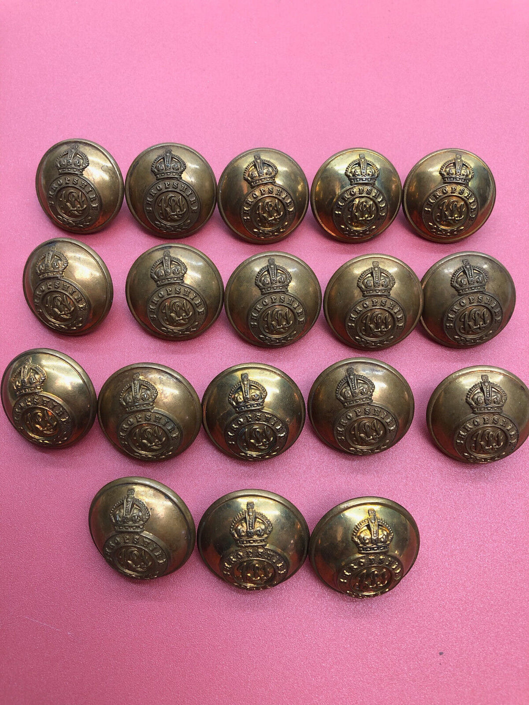 Group of Original WW1 Shropshire Regiment British Army Uniform Buttons