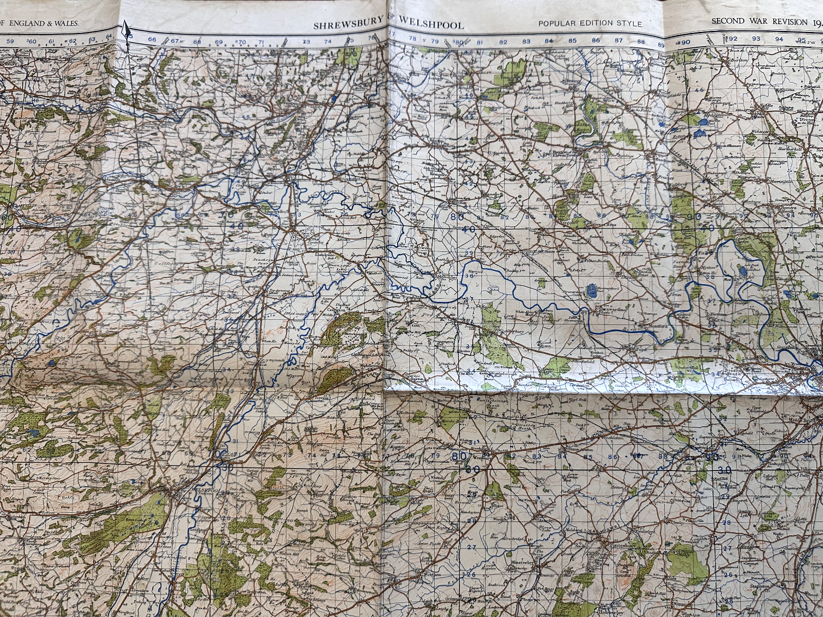 Original WW2 British Army GSGS Map of England & Wales - Shrewsbury & Welshpool - The Militaria Shop
