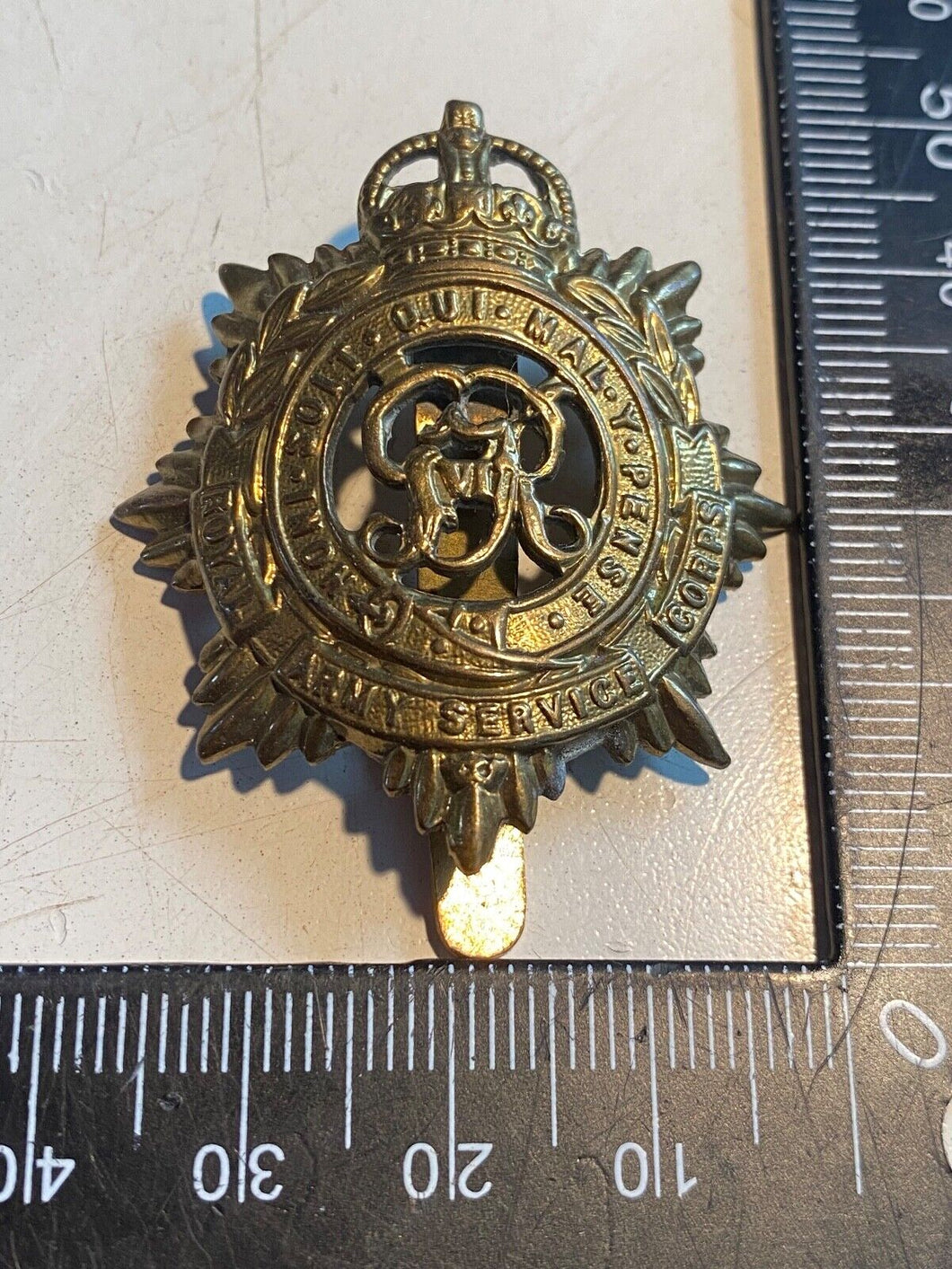 Original WW2 GV1 British Army Royal Army Service Corps Cap Badge