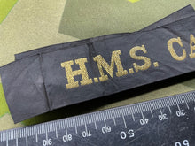 Load image into Gallery viewer, Original British Royal Navy HMS Carron - Cap Tally - The Militaria Shop
