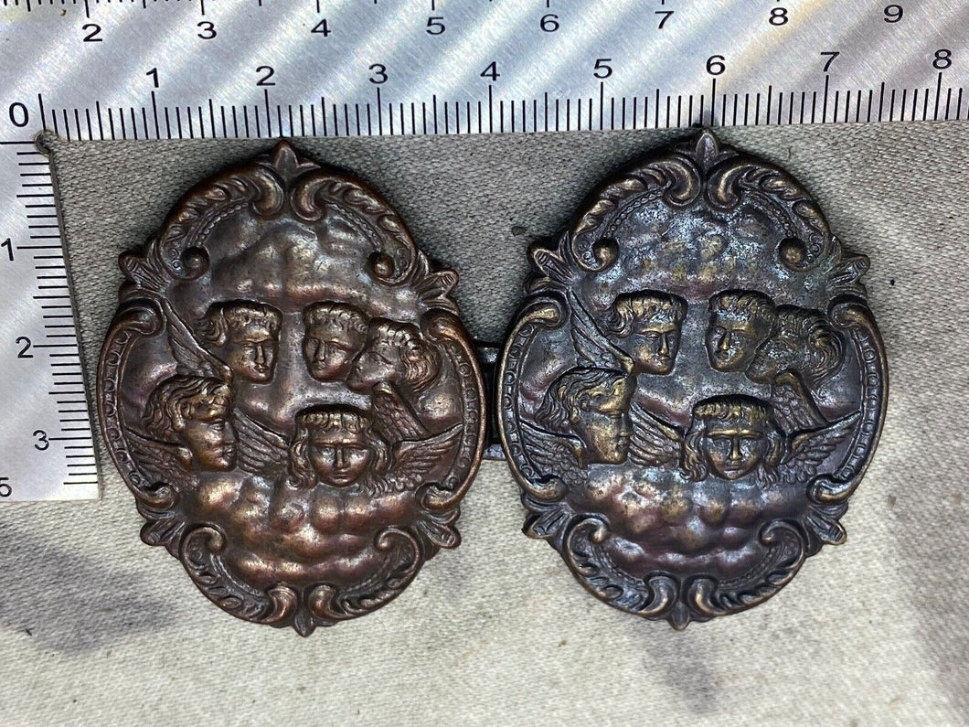 Interesting Art Neuvau Cherubs and Angles 2-Piece Belt Buckle