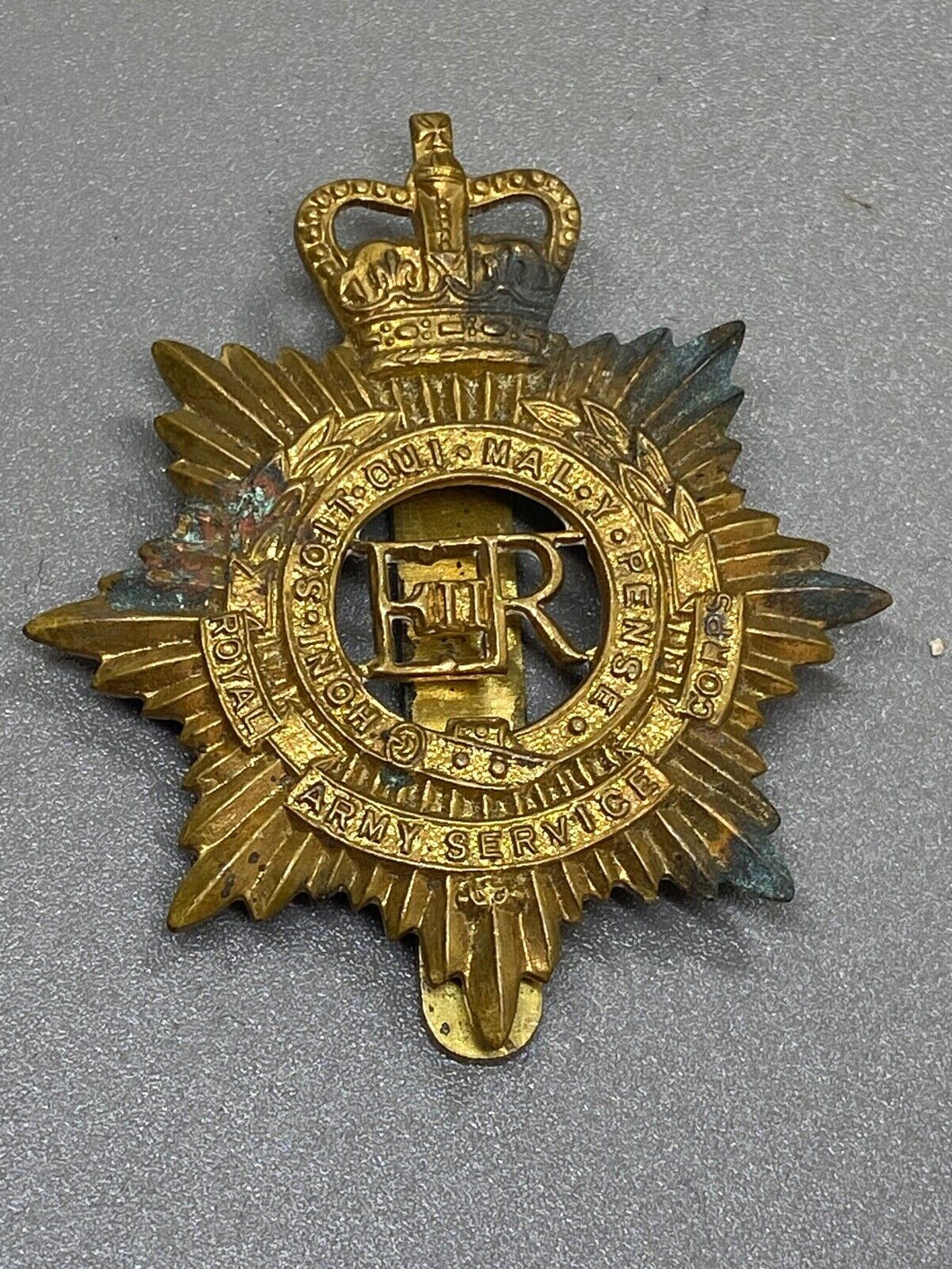 Original British Army EIIR Royal Army Service Corps Brass Cap Badge