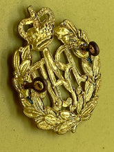 Load image into Gallery viewer, Original WW2 RAF Royal Air Force Brass Queens Crown Cap Badge
