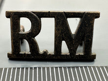 Load image into Gallery viewer, Original WW2 British Navy Royal Marines Brass Shoulder Title
