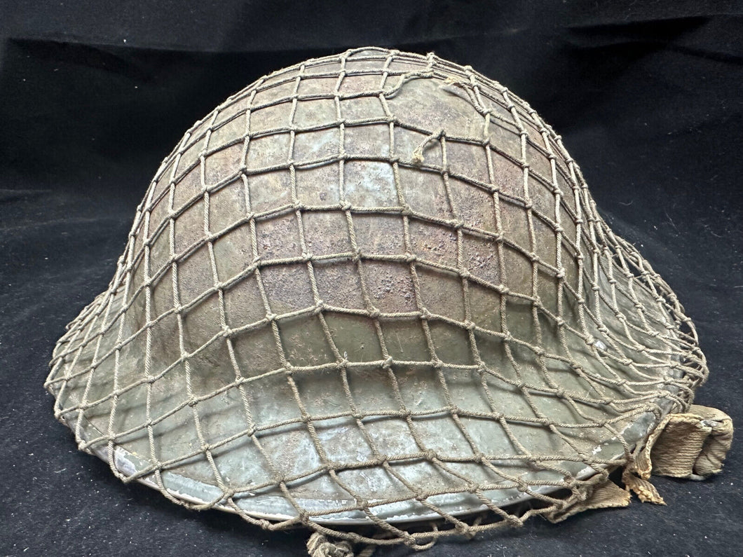 Original WW2 British Army Combat Helmet Complete with Liner & Camouflage Net