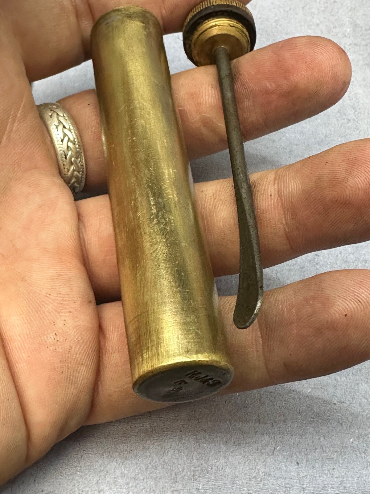 Original WW1 British Army SMLE Enfield Brass Oil Bottle - H.J&S - The Militaria Shop