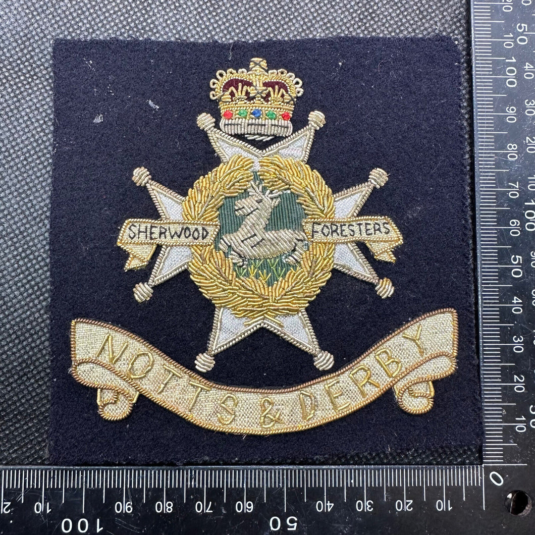 British Army Bullion Embroidered Blazer Badge - Notts & Derby Sherwood Foresters