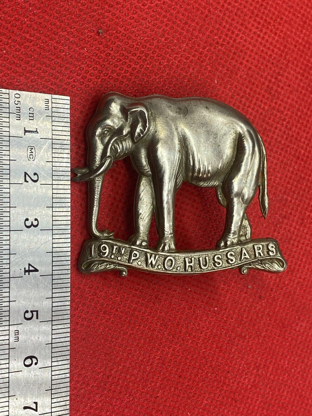 Original British Army 19th Alexandra Prince of Wales's Hussars Cap/Collar Badge