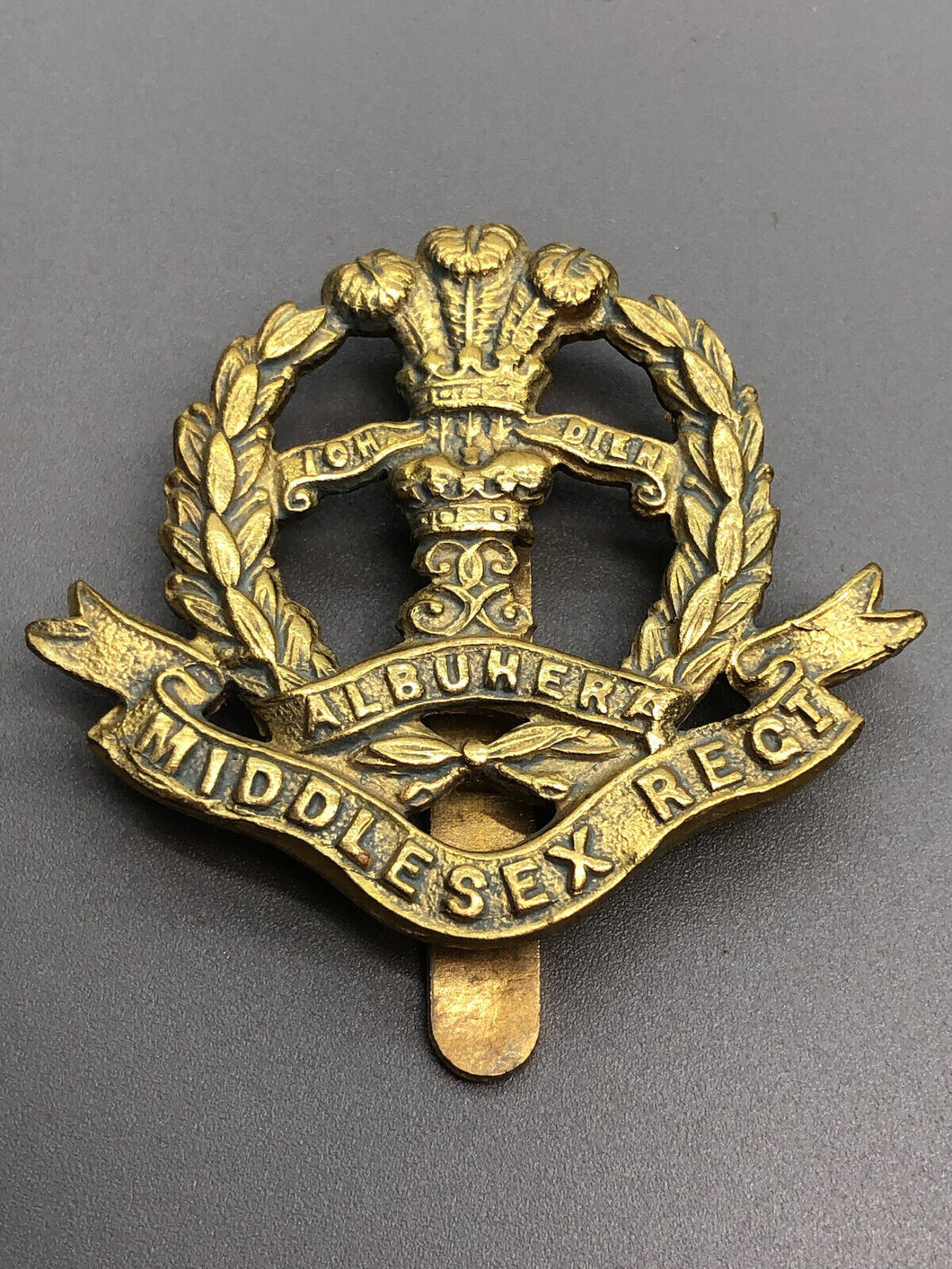 Original WW2 British Army Middlesex Regiment Cap Badge