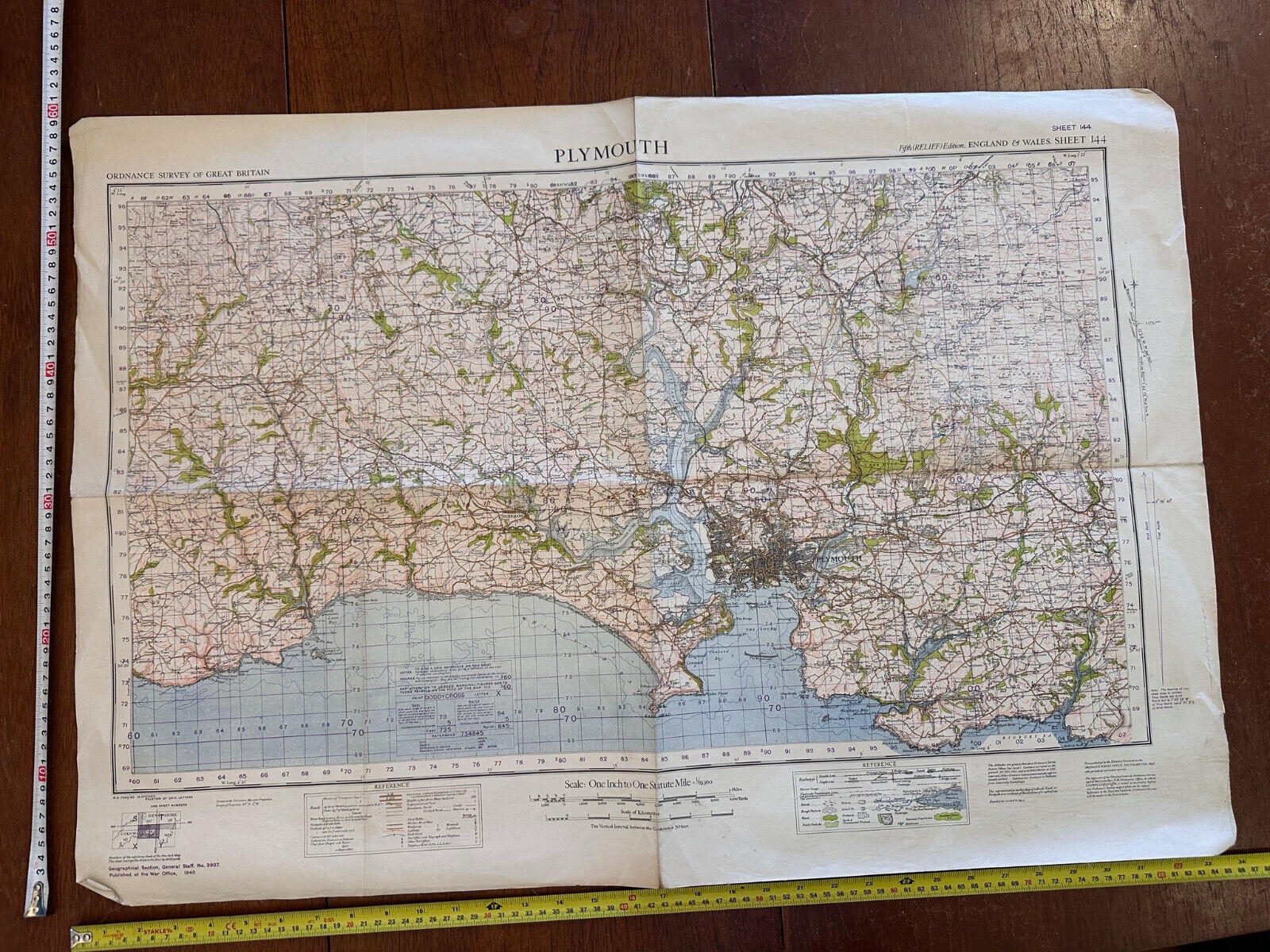 Original WW2 British Army GSGS OS Map England - Plymouth - The Militaria Shop